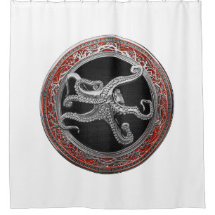 [300] Sacred Silver Octopus in Defensive Posture Duschvorhang