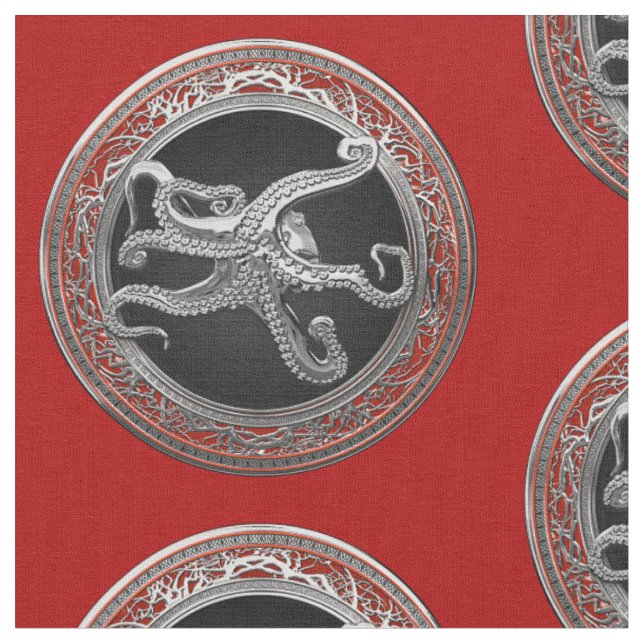 [300] Sacred Silver Octopus in Defensive Posture Stoff (Nahaufnahme)