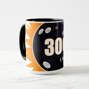 300 Spiel Orange & Schwarz, mit Datum des Bowlings Tasse