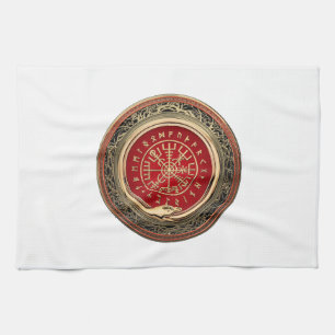 [300] Vegvisir - Viking Gold Magic Runic Compass Geschirrtuch