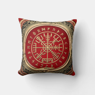 [300] Vegvisir - Viking Gold Magic Runic Compass Kissen