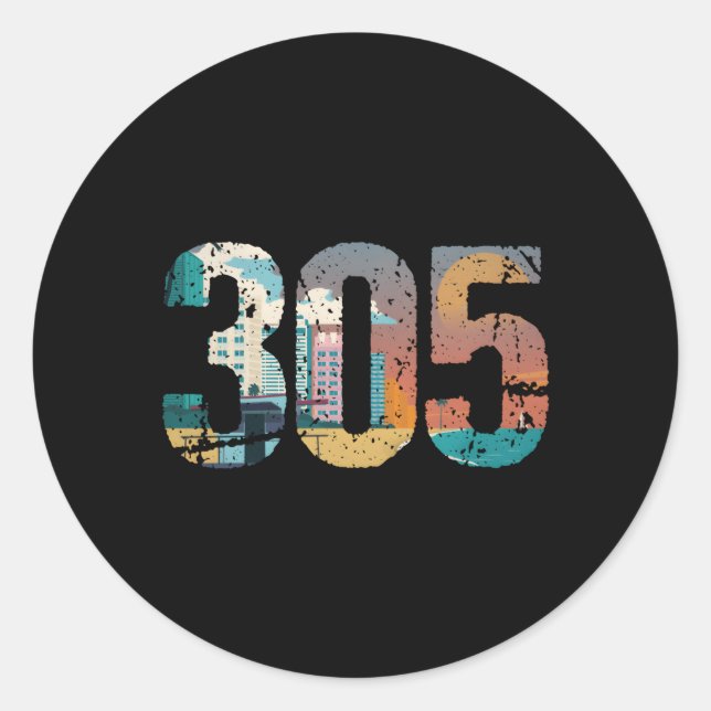 305 Dade Landkreis Miami Runder Aufkleber (Vorderseite)