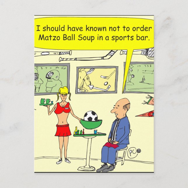 307 Matzo-Ball-Bar Cartoon Postkarte (Vorderseite)
