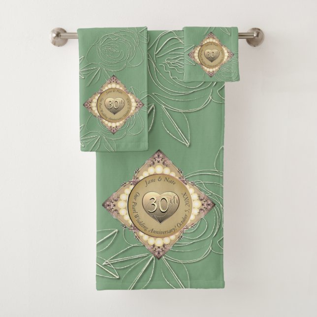 30./12. Pearl Anniversary Handtuch Badhandtuch Set (Insitu)