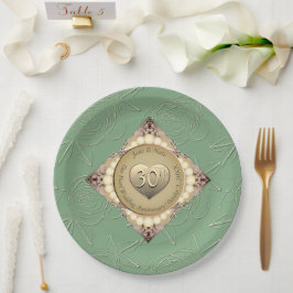 30./12. Pearl & Green Wedding Jubiläum Pappteller