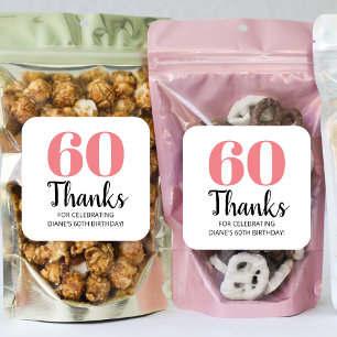 30. 40. 50. 60. 70. 80. Geburtstagsparty Gefallen Quadratischer Aufkleber