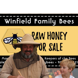 30,5" x 48" Farmer's Market Honey Table Banner Bee Poster