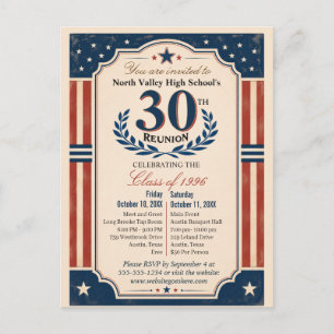 30. Abiturtreffen Americana Rot Weiß Postkarte
