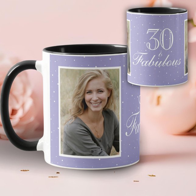 30 and Fabulous Elegant Birthday Photo  Tasse (Von Creator hochgeladen)