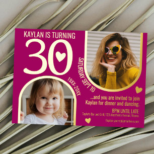 30. Arches Geburtstag rosa goldene Herzen Landscha Folieneinladung