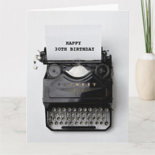 30. BIRTHDAY Vintage Grußkarte für Schreibmaschine Karte