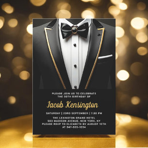 30. Black and Gold Tuxedo Geburtstagsveranstaltung Einladung