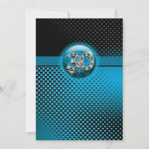 30. blaue schwarze, elegante Punkte Einladung