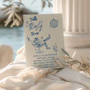 30. Blauer Handgezeichneter Cowgirl Küstengenuss G Einladung