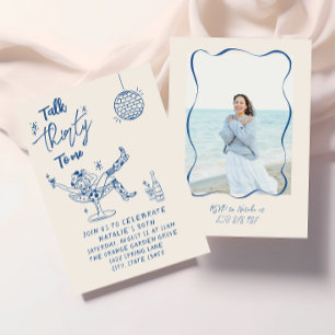 30. Blue Doddle Cowgirl Coastal Foto Geburtstag Einladung