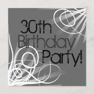 30. Charcoal Swirl Custom Invitations vorne/hinten Einladung