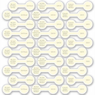 30 Creme White Barbell Preis Aufkleber für das Et