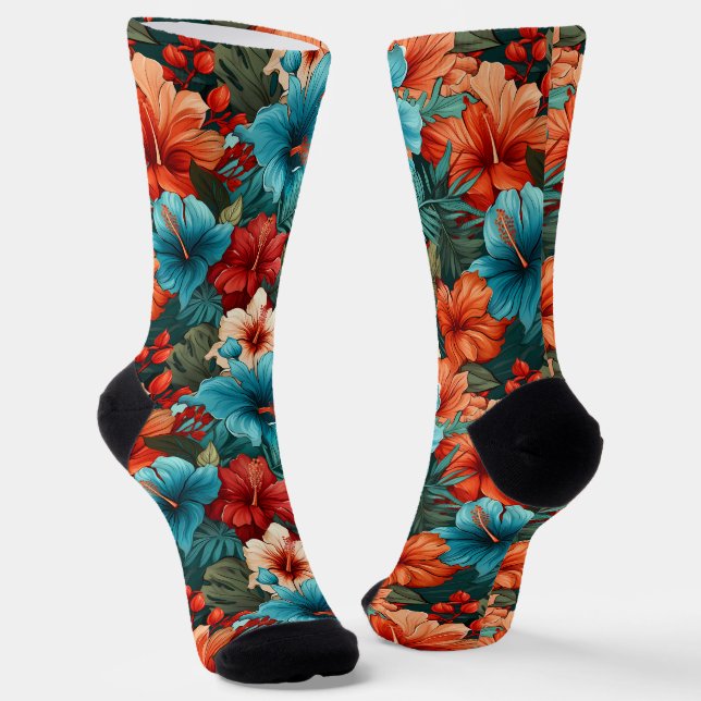 #30 Crew-Socken mit Blumenmuster Socken (Gewinkelt)