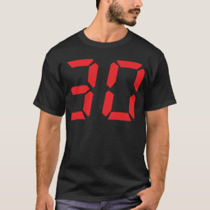 30 digitale Zahl des Weckers mit dreißig Rottöne T-Shirt