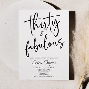 30 & Fabulous Minimal 30. Geburtstag Party Einladung