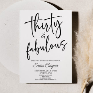 30 & Fabulous Minimal 30. Geburtstag Party Einladung