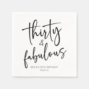 30 & Fabulous Minimalistisch 30. Geburtstag Party Serviette