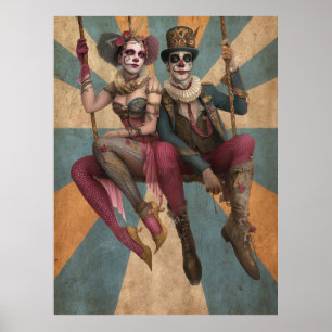 30 FD2 Circus Clown Art Vintag Retro Karneval Poster