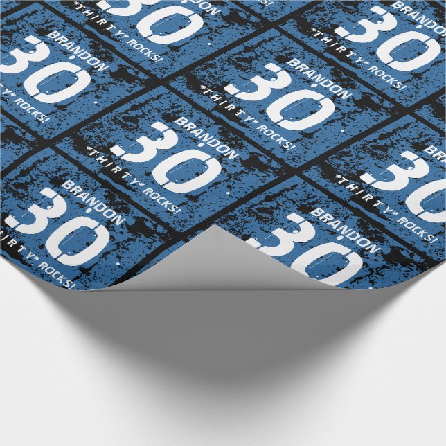 30. Felsen-BLAUES Schmutz-Muster F3Z des Geschenkpapier (Ecke)