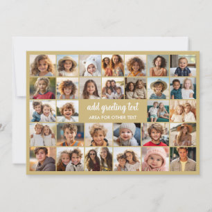 30 Foto-Collage - Champagner-Gold mit weißem Text Feiertagskarte