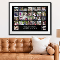 30 Foto Collage Grid - Textfeld - Schwarz-weiß
