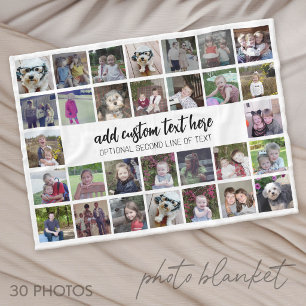 30-Foto-Collage-Raster - 2 Textfelder - schwarz we Fleecedecke