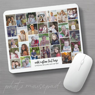30-Foto-Collage-Raster - 2 Textfelder - schwarz we Mousepad