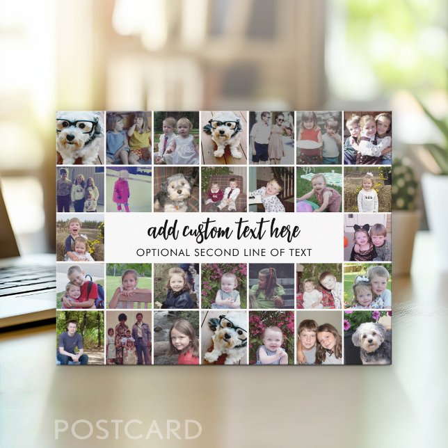 30-Foto-Collage-Raster - 2 Textfelder - schwarz we Postkarte (Photo Postcard - Customize with your favorite photos)