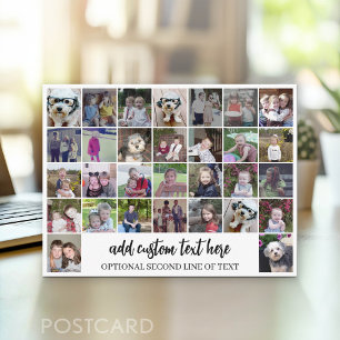 30-Foto-Collage-Raster - 2 Textfelder - schwarz we Postkarte
