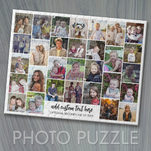 30-Foto-Collage-Raster - 2 Textfelder - schwarz we Puzzle