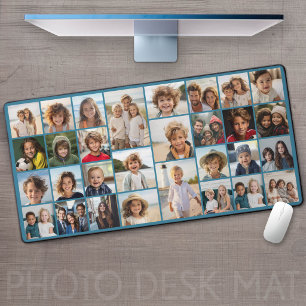 30-Foto-Collage - Raster mit blauem Hintergrund Schreibtischunterlage