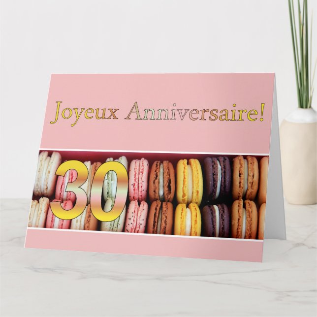 30. Französisch Geburtstag Macaron-Joyeux Annivers Karte (Vorderseite)