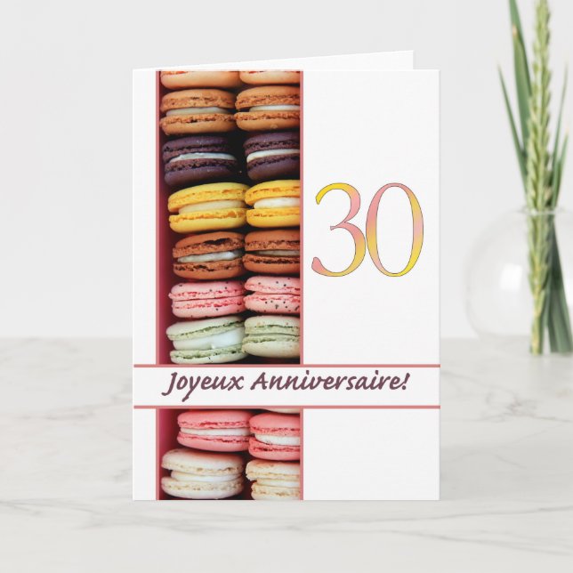 30. Französisch Geburtstag Macaron-Joyeux Annivers Karte (Vorderseite)