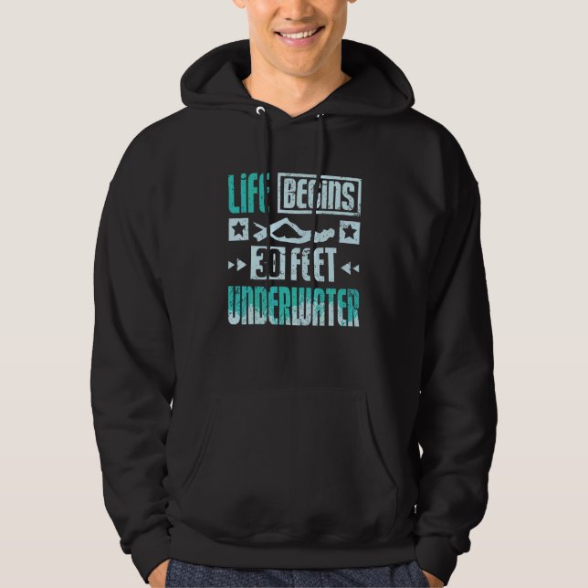 30 Fuß unter Wasser Freitauchen Hoodie (Vorderseite)