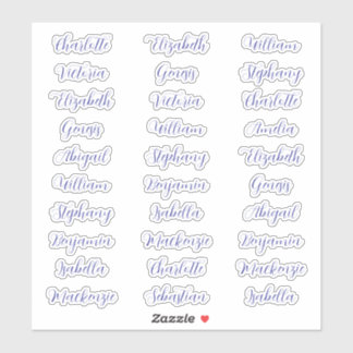 30 Gäste Vornamen Typografie elegante Schrift Aufkleber