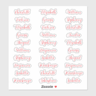 30 Gäste Vornamen Typografie elegante Schrift Aufkleber