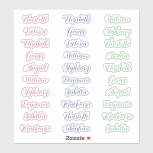 30 Gäste Vornamen Typografie elegante Schrift  Aufkleber