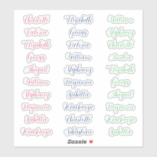30 Gäste Vornamen Typografie elegante Schrift Aufkleber
