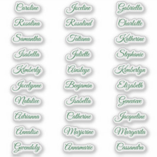 30 Gästervornamen Kalligrafie Elegantes Skript Aufkleber
