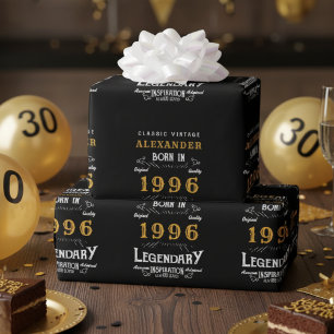 30. Geburtstag 1992 Black Gold Add Name Legendary Geschenkpapier