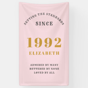 30. Geburtstag 1992 Elegant Gold Pink Gray Banner