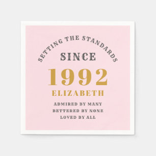 30. Geburtstag 1992 Elegant Gold Pink Gray Serviette