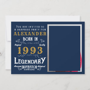 30. Geburtstag 1993 Legend Retro Blue Gold Einladung