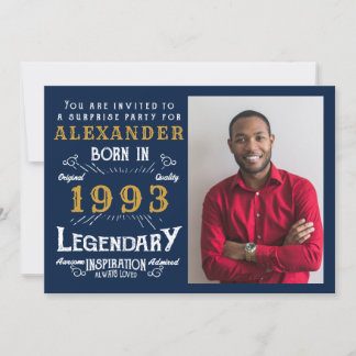 30. Geburtstag 1993 Legend Retro Blue Gold Einladung