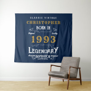 30. Geburtstag 1993 Name Legend Blue Gold Retro hi Wandteppich